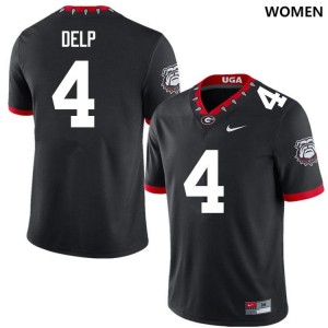 Women #4 Georgia Bulldogs Oscar Delp College Football Jersey - 100th Anniversary Black