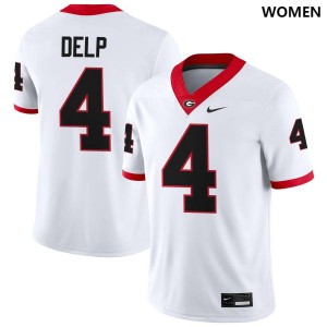 Women #4 UGA Oscar Delp College Football Jersey - White