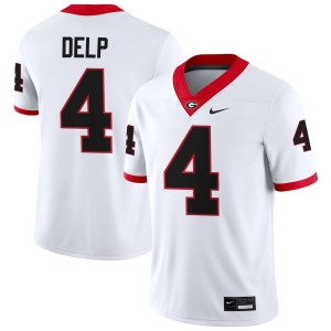 Men's #4 UGA Bulldogs Oscar Delp College Football Jersey - White